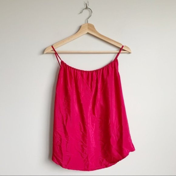7 For All Mankind Pink Tank Top Blouse Satin NWT  New Silk Blend XS - Picture 1 of 8